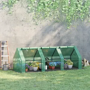 Outsunny Portable Mini Greenhouse Outdoor Garden with Large Zipper Doors and Water/UV PE Cover