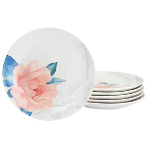 Martha Stewart Set of (6) 8" Ceramic Floral Dessert Plates