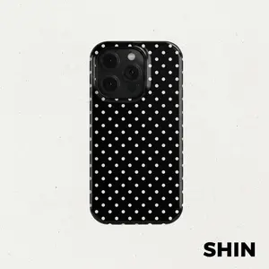 Classic Black Polka Dot Pattern Protective Case, Full-Body Anti-Scratch Shockproof Shell Fits iPhone 11 to 17