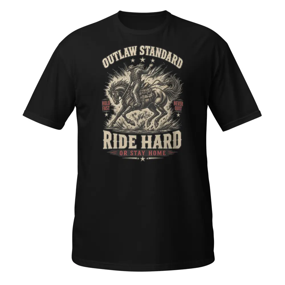 Outlaw Standard Ride Hard or Stay Home Cowboy Graphic Tee