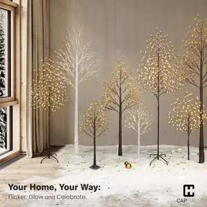 CAPHAUS Artificial Willow Twinkling Twig Tree w/ Lights, LED Light Tree, Fake Willow Tree w/ Warm White Lights for Festival, Holiday Decoration Indoor, Lighted Willow Branch