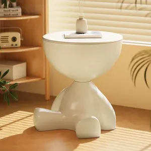 Creative cream style foldable small coffee table, cute small table, bedside table, flat head bear floor decoration, sofa edge table, ideal choice for holiday gifts and daily leisure, unique modern furniture