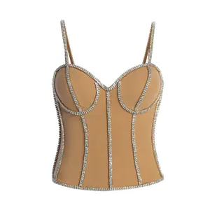 Tan Illusions Rhinestone Corset