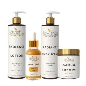 Lavishly Skincare Ultimate Radiance Body Set - Includes Lotion Body Wash Body Oil & Cream with Hyaluronic Acid & Aloe Vera Gold Label Daily