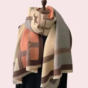 Bohemian style horse striped fringe design scarf, autumn and winter casual soft warm shawl, women's fashion accessory to give to the beloved one