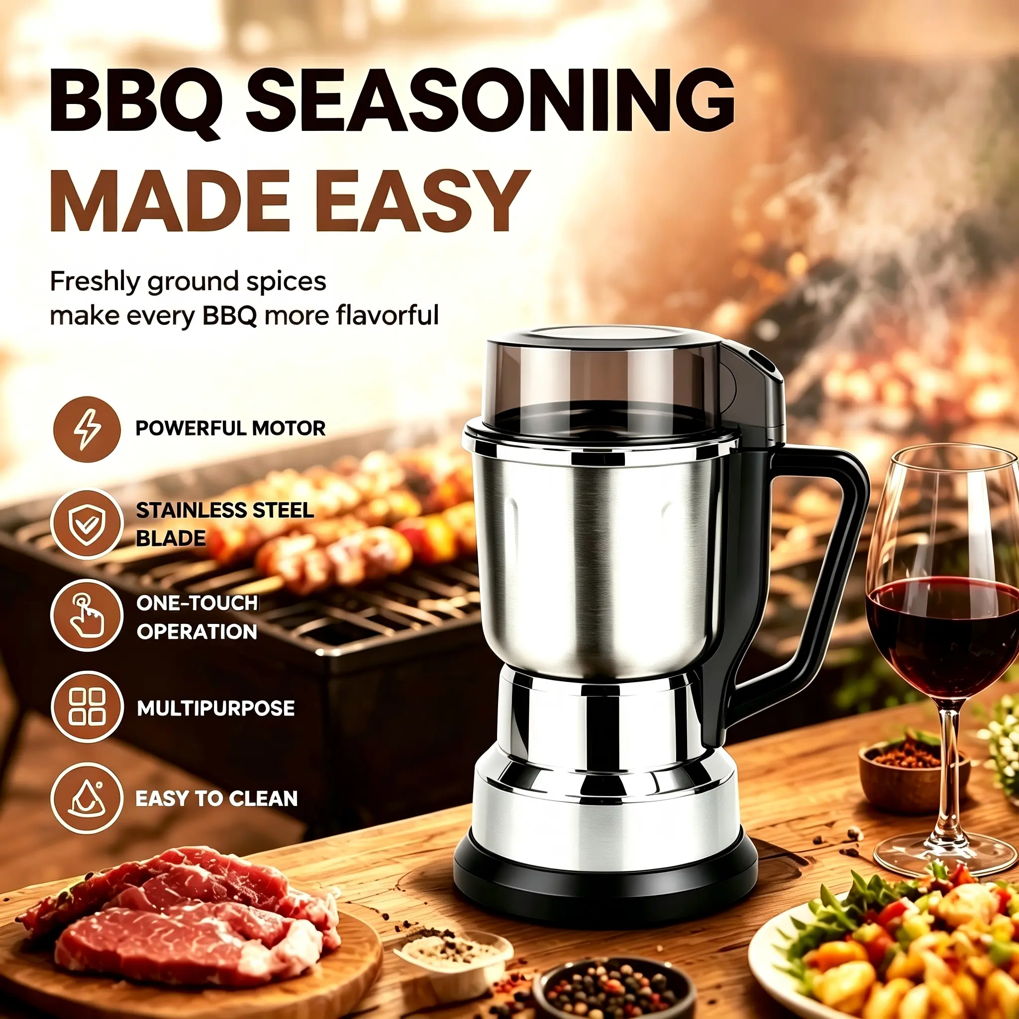 (L Size) Stainless Steel Grinder Makes Perfect Coffee Every Time,Multifunctional Grinder with 300w Power Fast & Safe Grind, Multi-Purpose Coffee Grinder, Compact Electric Grinding Machine, Home Coffee Bean Grinder Kit, Ultimate Kitchen Grinder Set,