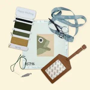 Happy Stitching - Gone Stitchin' Needlepoint Luggage Tag Kit - DIY Self Finish Needlepoint Craft Kit