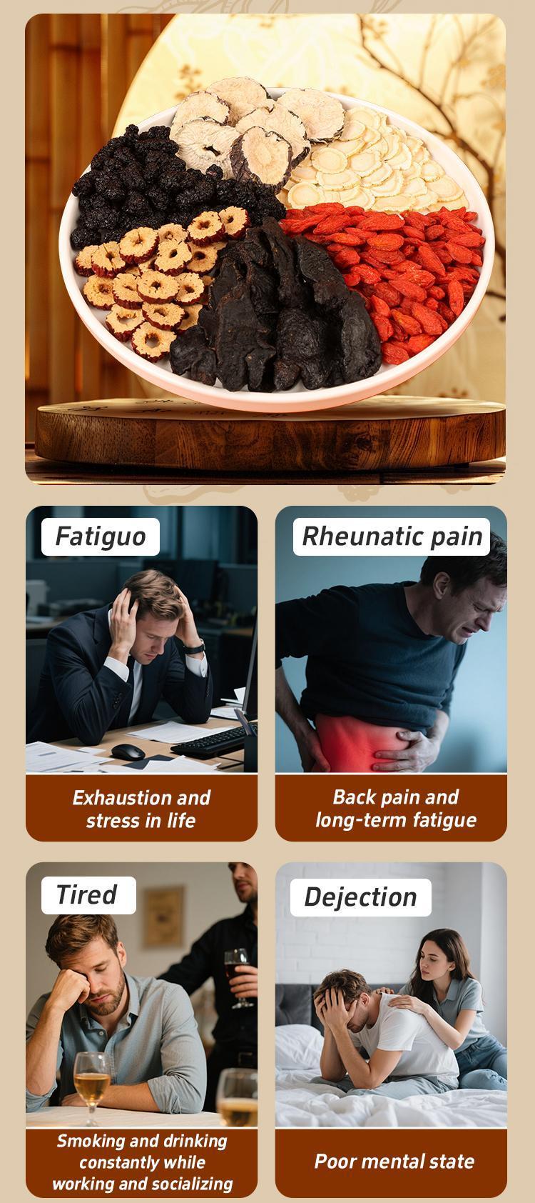 Ginseng Five Treasure Kidney Tea 2PCS (5g x 30Bags x 2) Herbal Detox Cleanse Tea for Men & Women Natural Chinese Wellness Drink Daily Vitality Support Tea Bags