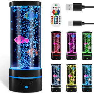 Bubble Fish Lamp Decorative Aquarium Night Light Colorful Artificial Fish Tank Light Soothing Fish Tank Lamp Aquarium Fish Light for Bedroom Kids Room Living Room Party