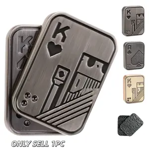 Metal Poker Push Card, Manually Rotate Office Decompression Squeeze Toy, Relief Pressure Anxiety Stress, Magnetic Tabletop Fidget Toy for Adults Teens, Stress Relief Tools
