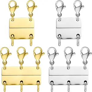 Necklace Layering Clasps Magnetic Clasps,18K Gold and Silver Separator for Stackable Necklaces and Chains