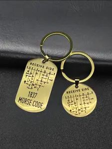 Double-Sided Morse Code Keychain, Letters and Numbers, Educational Gift for Radio Enthusiasts, Unisex Car Key Holder, Cute Cartoon Style, Key Accessories