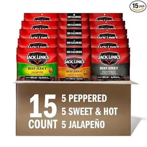NEW!!! Jack Link's Beef Jerky Bold Variety Pack – Includes Sweet & Hot, Jalapeño and Peppered Jerky, Bulk Protein Snack Pack, Good Source of Protein, Meat Snacks Made with 100% Beef – 1.25 Oz (Pack of 15)