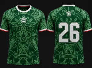 Aztec Eagle Warrior Athletic Jersey - Personalized Name Number Green Fan Shirt - Tri-Color Heritage Mesoamerican Sports Tee - Soft Breathable Unisex Game Day Soccer Apparel Gift