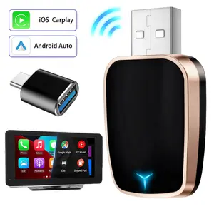Wireless CarPlay Adapter 2 in 1 Bluetooth 5.0 Dongle for Apple CarPlay & Android Auto, Plug & Play Stable Connection with USB A/C Port, Auto-Connect No Delay Car Accessories for iPhone & Android Phones, Easy Setup for All Cars
