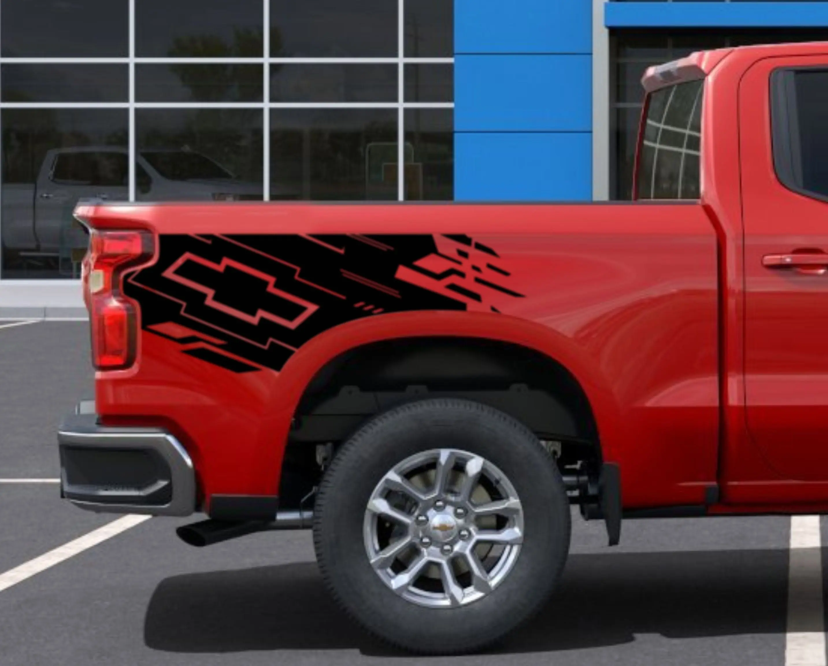 Custom Chevy Silverado 1500 Bedside  Graphic Decal (2 pcs) , RST, LT, Trail Boss 2019 - 2024  fits silverado short bed or standart bed.