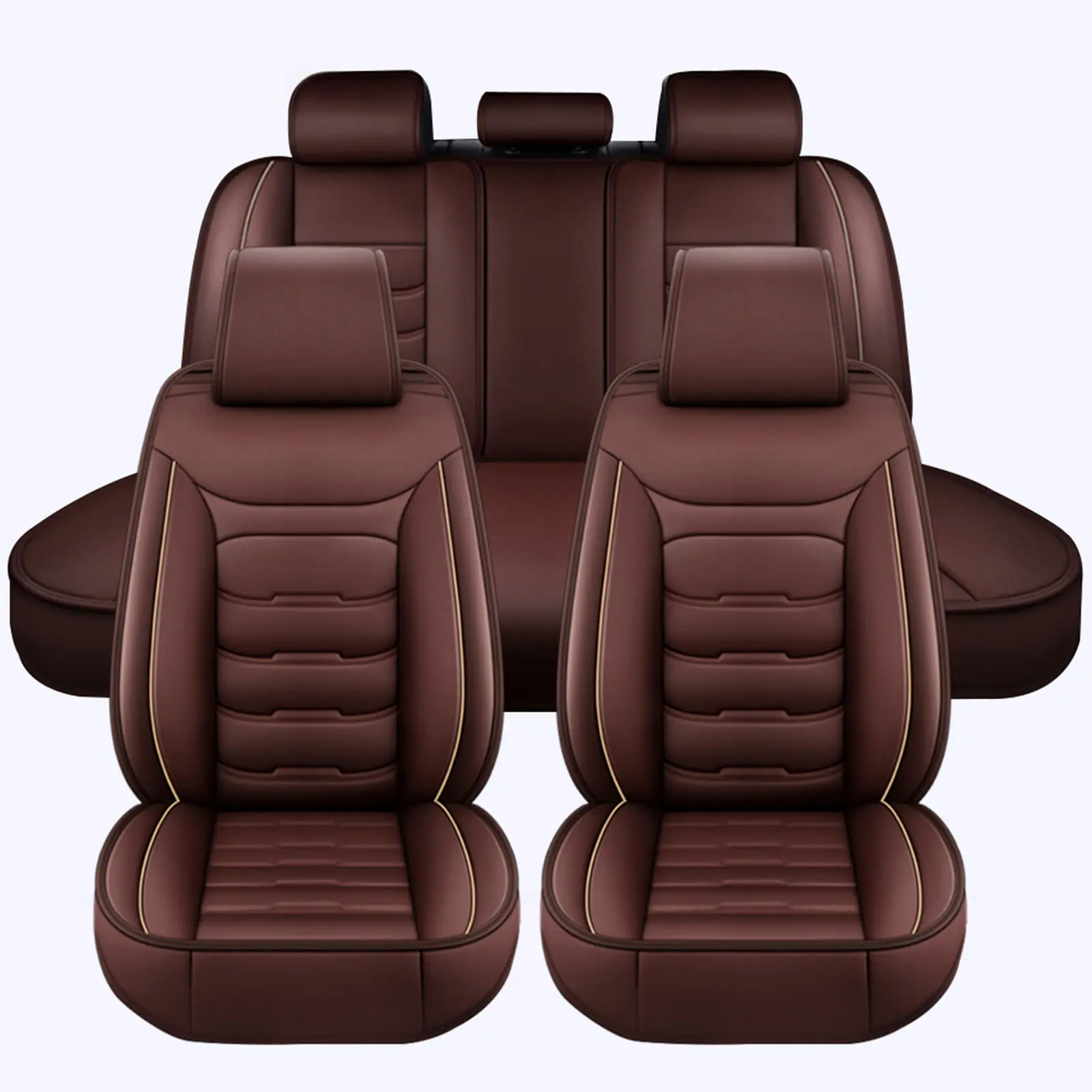 OTOEZ Premium PU Leather Seat Covers for Car, 5-Seat Waterproof Breathable Full Surround Protection, Airbag-Compatible Universal Fit for Cars, SUVs Car Seat Accessories