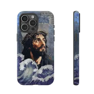 Blue Christian iPhone Case, Vintage Bible Verse God Beach Phone Cover, Faith Over Fear Jesus Loves You Phone Case for iPhone 17 ProMax,Samsung s24 ultra and  16, 15, 14, 13, 12, 11 Pro Max, X, XR, 7 Plus,screen protector,fidget Compatible with Samsung