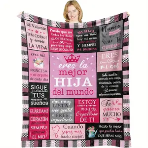 To My Daughter Mi Hija Spanish Inspirational Gift Soft Cozy Flannel Blanket Pink Love Quote Print Plush Throw Warm Fuzzy Bedroom Sofa Blanket Perfect Birthday Graduation Holiday Gift for Daughter from Mom Dad Home Decor