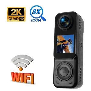 2K Dual Lens Pocket Action Camera,32GB Memory Card Included,360 Full HD 8X Zoom Video Quality,Sports & Daily Use,Wireless Vlog Action Camera,Pet/Bike Portable Body Cam