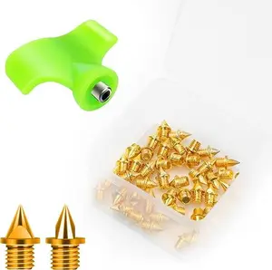 50 Pcs Track Spikes, 3/16in Steel Track Shoe Spikes Replacements wiht Spike Wrench for Sports Running Track Shoes