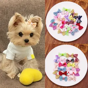 10/30pcs Puppy Yorkie Poodle Dog Hair Bows with Clips Pet Grooming Products Mix Colors Varies Patterns Pet Hair Bows Dog Accessories Visit the Chenkou Craft Store