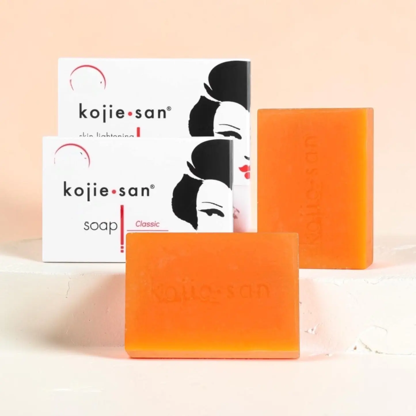Kojie-San Classic Kojic Acid Solid Soap 2-Pack (135g Each) with Coconut & Tea Tree Oil, Radiant & Smooth Skin, Refreshing Orange Scent, Official Authenticity Sticker for Adults