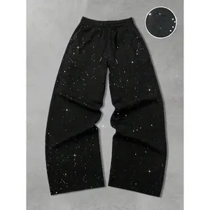 Men's Casual Sports Pants with Sparkling Starry Detail, Wrinkle-Resistant Silver Fabric, Stylish for Work and Social Events, Casual Lounge Pant