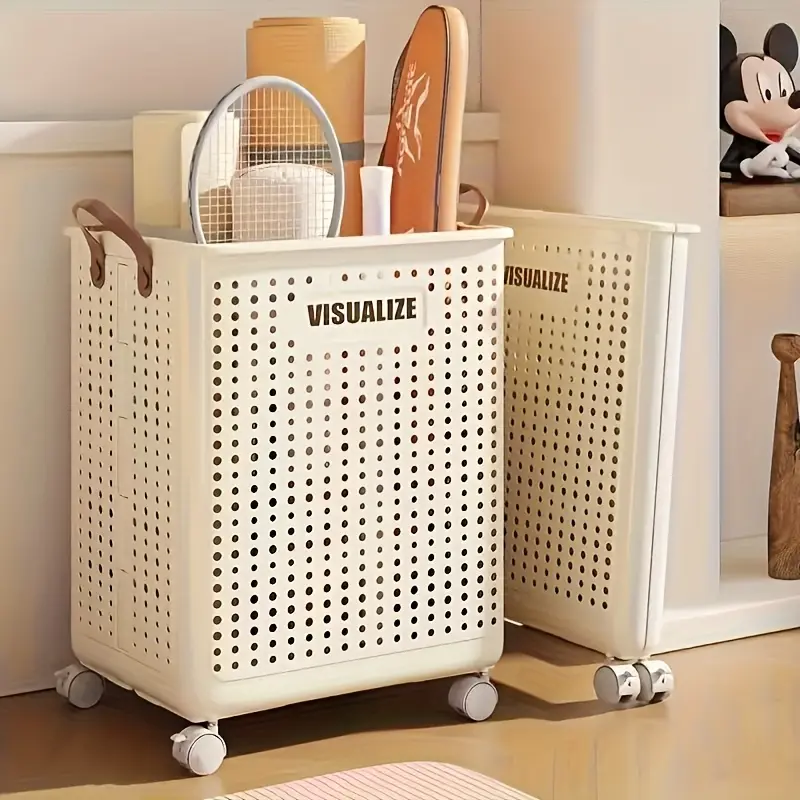 Large Rectangle Mineral Home Organizer with Carry Handle - French Country Closet Storage Basket, Space-Saving Solution for Clothing
