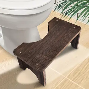 Wooden Toilet Stool 7 Inch Height for Adults, Portable Squatting Poop Stool, Non-Slip Bathroom Potty Stool for Healthy Posture, Sturdy Wooden Bathroom Organizer