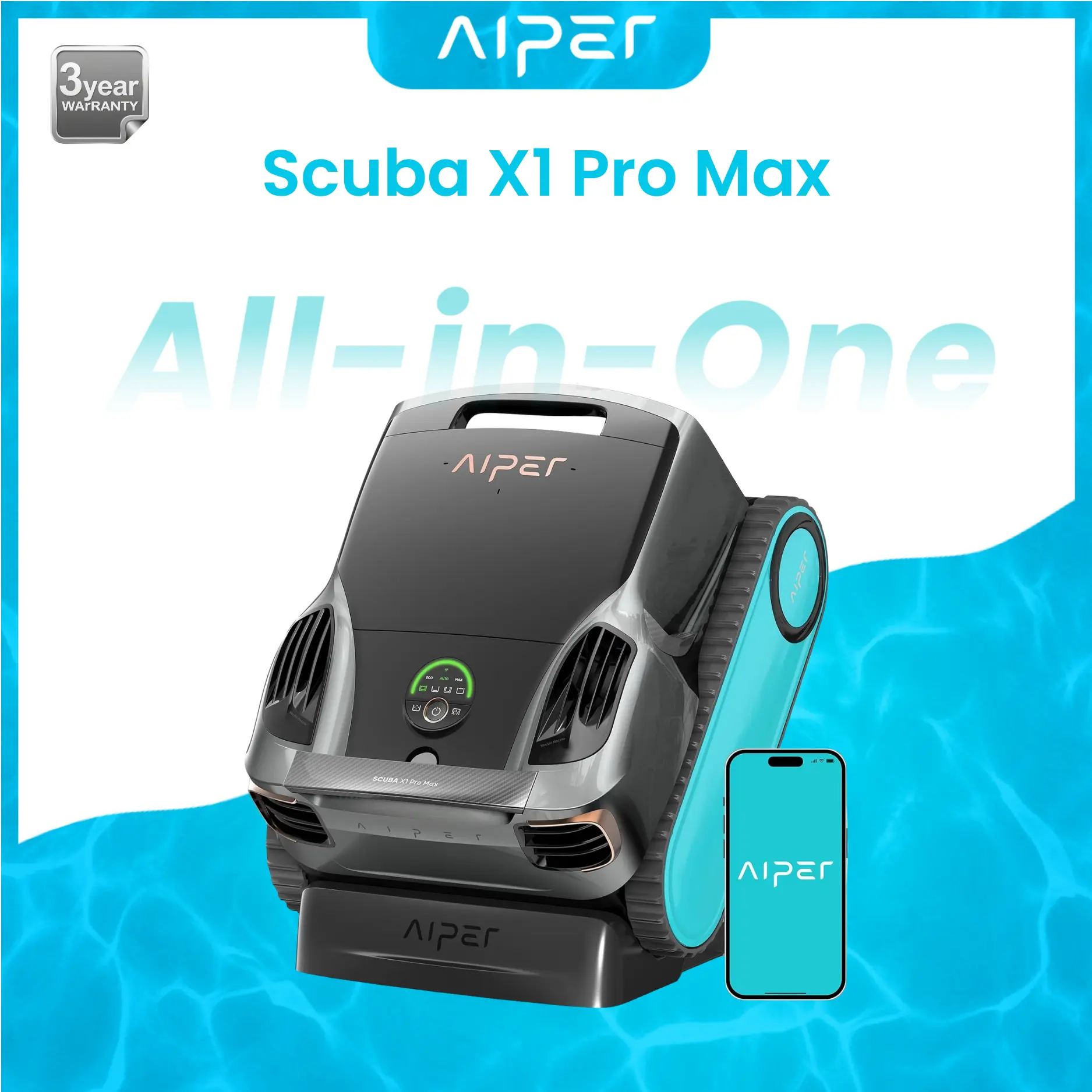 Aiper Scuba X1 Pro Max All-in-One Pool Cleaning Robot & Skimmer, with 8,500 GPH Suction, Smart Surface Parking, Perfect for for All Inground Pools