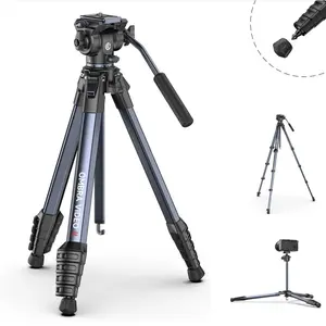 ULANZI Ombra Lightweight Travel Tripod, 59" Professional 5 Section Aluminum Camera Tripod with Claw Super Quick Release Design, for Canon Nikon Sony Cameras DSLR iPhone, Max Load 17lb