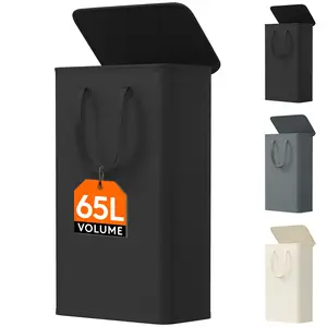 Lifewit 65L Slim Laundry Hamper, Small Laundry Basket with Lid, Dirty Narrow Collapsible  Easy Carry Extended Handles,  Bedroom Laundry Room