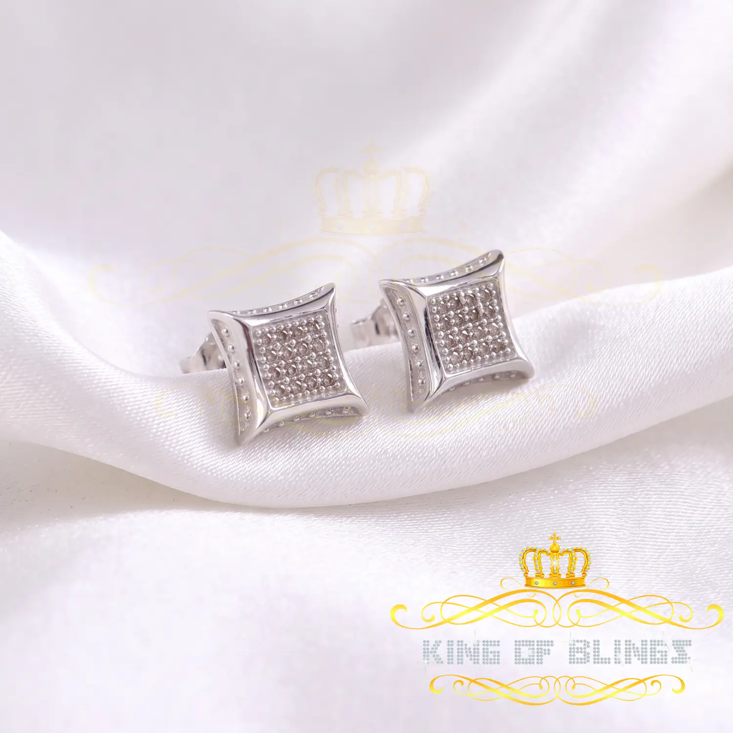King Of Bling's 925 Sterling Silver 0.10ct Diamond Small For Women's & Men's White Kite  Earring