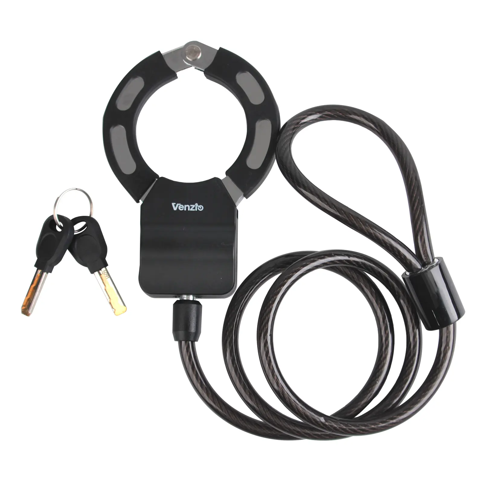 Venzio Electric Scooter Lock with 2.62FT x 8mm (0.31inch) Q235 Steel, Heavy Duty Anti-Theft Bike Lock and Keys, Portable Cable Lock for Scooter, Bicycle, E-Bike, Motorcycle, Gate, Fence, Toolbox