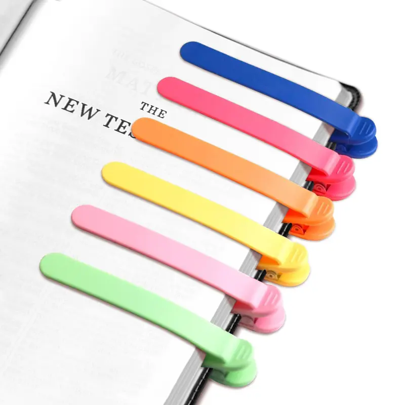 6-Piece Durable Silicone Automatic Clip Bookmarks - Easy Use Page Holder, Office Stationery Accessory, Great as Gifts for Book Lovers, Ideal for Kids Marking Your Place, Teachers