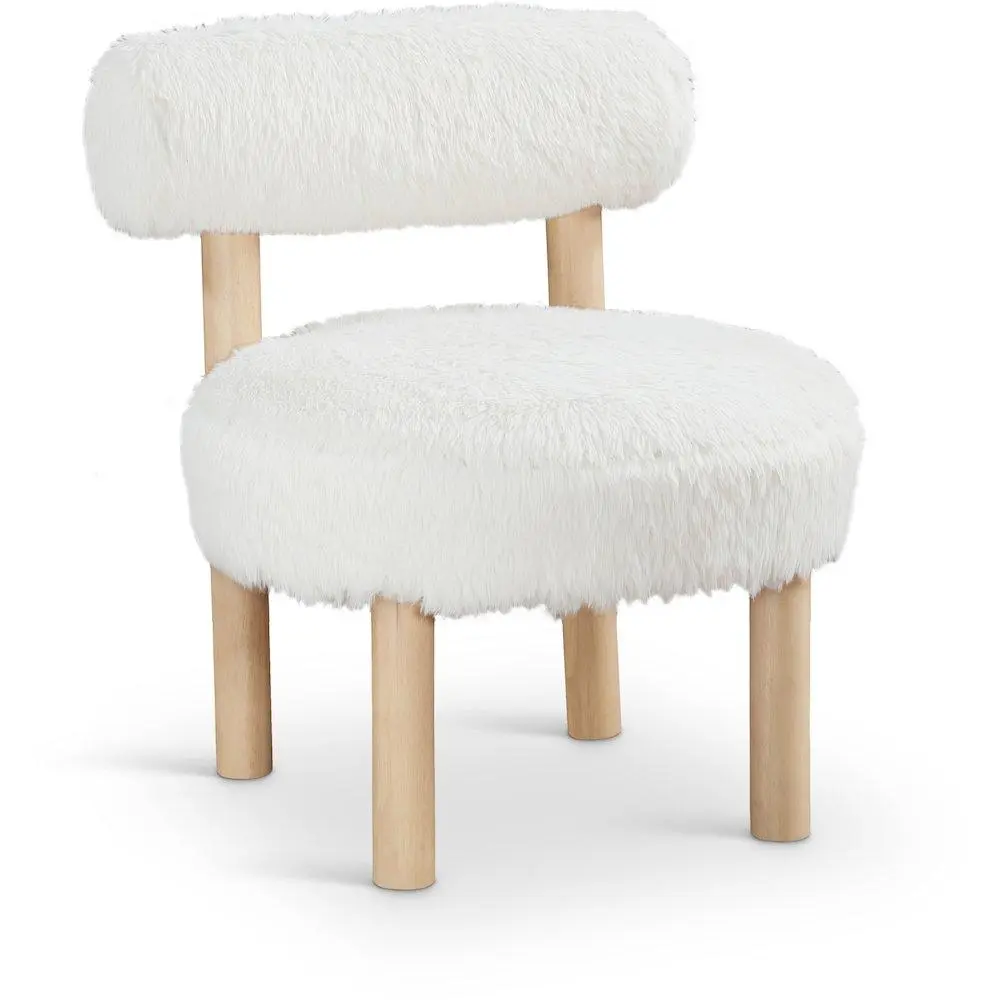 Ambre Cream Vegan Shearling Fabric Upholstered Accent Chair