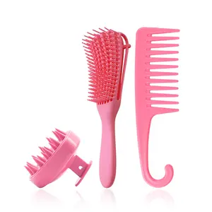 Detangling Hair Brush for Adults & Kids, Gentle on Kinky Curly Coily Wavy Hair, Wet/dry Use, Comfortable Grip, Easy to Clean