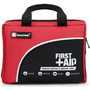 First Aid Kit -160 Pieces Compact and Lightweight - Including Cold (Ice) Pack, Emergency Blanket, Moleskin Pad,Perfect for Travel, Home, Office, Car, Camping, Workplace (Red)