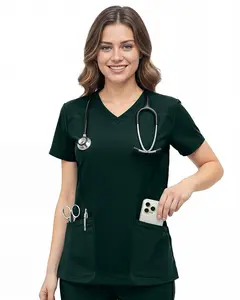 Ny Threads Women’s Stretch V-Neck Medical Scrub Top with Pockets