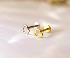 20G/18G/16G Titanium Labret Stud Earring, Gold Nose Stud, Threadless Push Pin Stud, Flat Back Earrings, Helix /Tragus/Cartilage Stud,  Nose Stud, Women Earring, Gold plated earring, Trending earring, hypoallergenic earrings