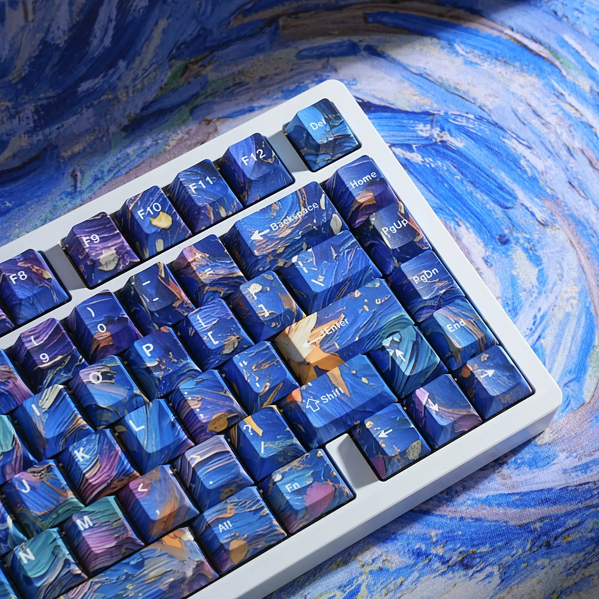 131 Key Original Height Starry V5 Keycaps, 5-Sided Heat Transfer, Dual Color Injection Molding, Transparent Side, Mechanical Keyboard Compatible, Keycaps For Mechanical Keyboard