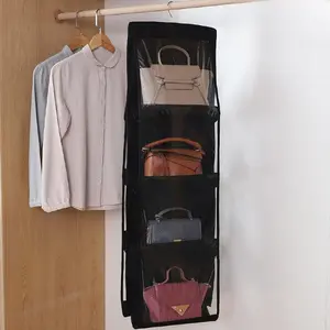 8 Pocket Hanging Handbag Organizer, Pouch Holder, Foldable Oxford Cloth Storage Rack, Space-Saving Closet Handbag Holder, No Fragrance