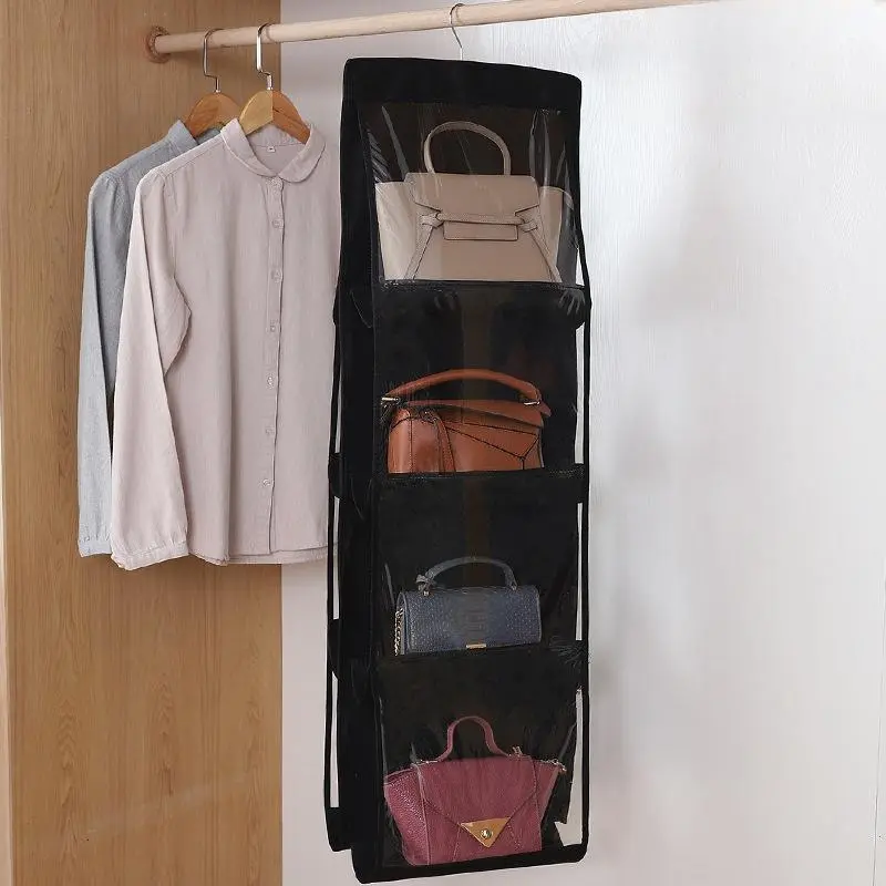 Hanging Bag Organizer, 1 Count 8-pockets Hanging Bag Storage Rack, Space Saving Bags Holder, Pouch Holder, Home Organizer for Closet, Wardrobe, Bedroom, Living Room