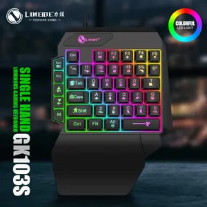 Mechanical Feel Single-Hand Keyboard, Tablet Phone Mobile Gaming Pubg Assist, Seven-Color Character Backlit Keyboard
