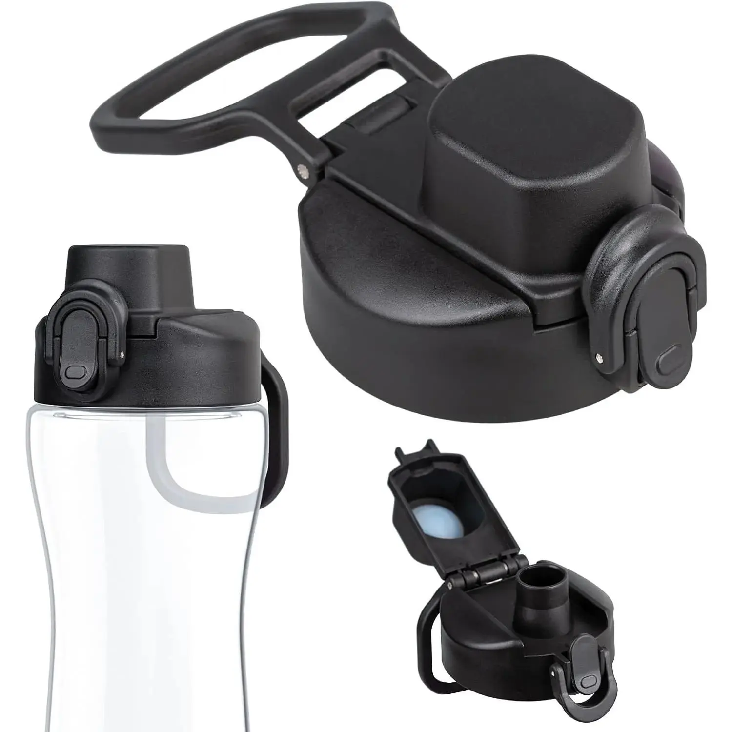 Replacement Lid Compatible with Cirkul Water Bottle Stainless Steel/Plastic 12oz 22oz 32oz 42oz Accessories Auto Flip Lid BPA-Free Replacement Cap No Leak Replacement Accessories 1 Pack Drinkware