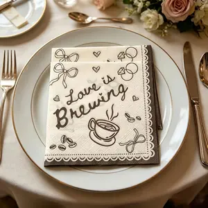 20 pieces of romantic-themed party napkins, printed with the words "Love in Brewed". Perfect for decorating the atmosphere of weddings, garden parties and birthday gatherings.