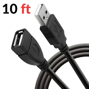 10ft USB 2.0 Extension Cord, Durable & Flexible High-Speed Data Transfer, Male to A Female Cable, Corrosion-Resistant Connectors, Plug & Play for Printers, Cameras, Mice, Keyboards, Game Controllers & Universal Devices