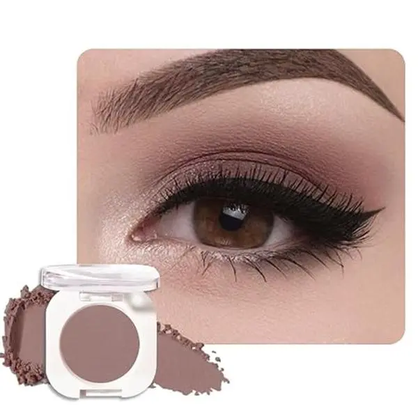 Light Cocoa Matte Single Eyeshadow Palette Brown Taupe Coffee Neutral Eye Shadow for Mature Skin Highly Pigmented Waterproof Long Lasting Powder Makeup Vegan & Cruelty-Free Blendable Natural Finish