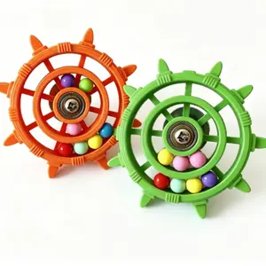 2 Pcs Parrot Ship Wheel Colorful Bead Spinner Toy, Fun Stress Relief Self-Amusement, Peony Tiger Skin Small Sun Bird Cage Decoration